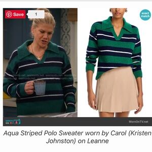 NWT Aqua Striped Polo Sweater - Exclusive In Green Multi size S